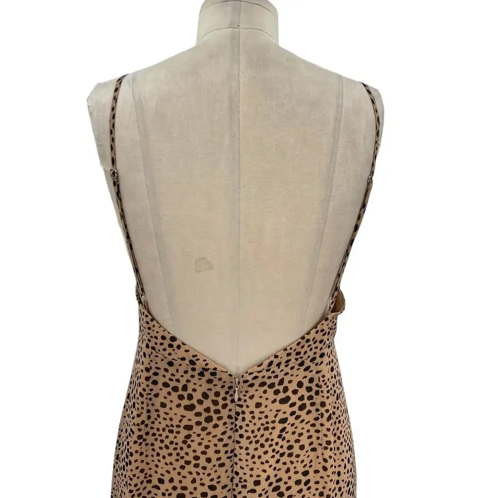 Majorelle Loreto Dress Long Side Slit Ruffle Natural‎ Leopard Print Size Medium